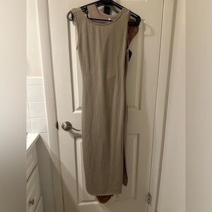 Tan open back dress